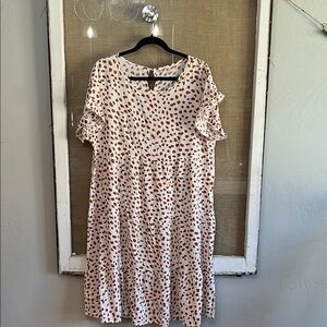 Dress Stylish Boutique White and Brown Polka Dot Dress